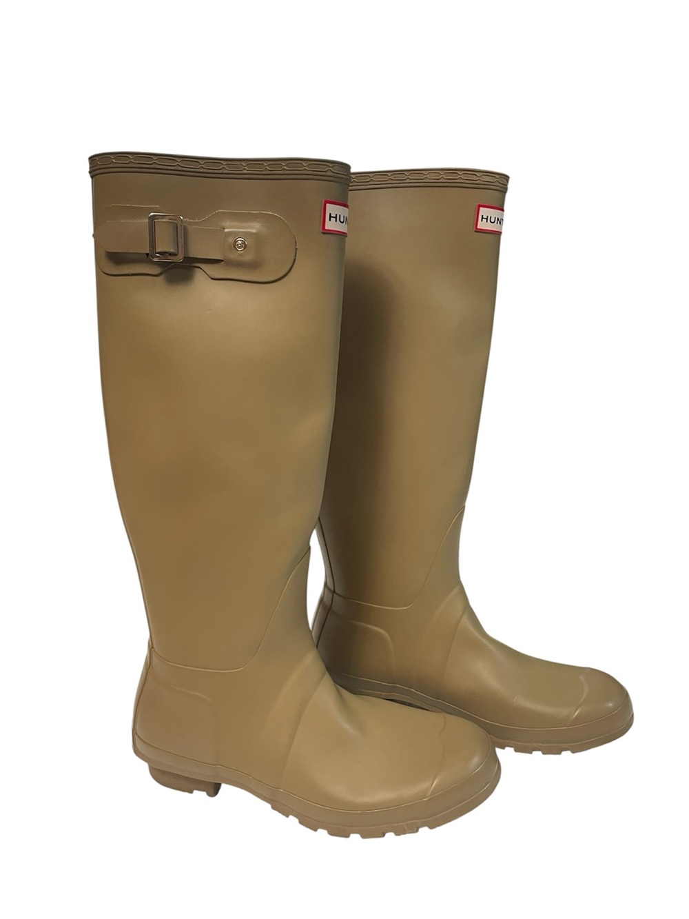 Hunter Olive Green Tan Khaki Original Tall Rain Boots Size 7 M